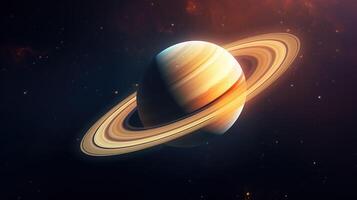 AI generated Saturn Planet in Space. Celestial, Cosmic, Solar System, Astronomy, Universe, Galactic, Planetary photo