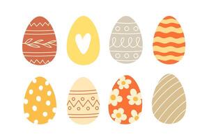 Set of colorful Easter eggs in cartoon style vector