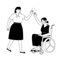 A women give five each other a high five vector