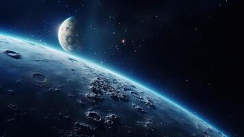 AI generated Moon in Space. Celestial, Lunar, Cosmic, Night, Astronomy, Universe, Moonlight photo