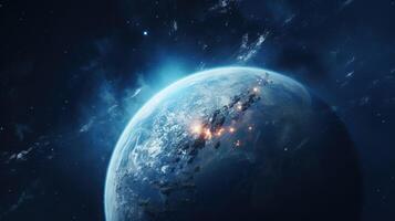 AI generated Earth Planet in Space. Celestial, Cosmic, Solar System, Astronomy, Universe, Galactic, Planetary photo