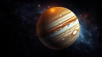 AI generated Jupiter Planet in Space. Celestial, Cosmic, Solar System, Astronomy, Universe, Galactic, Planetary photo