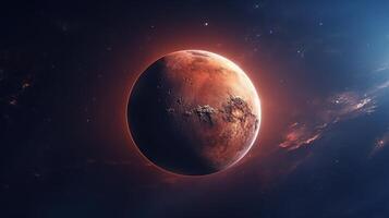 AI generated Mars Planet in Space. Celestial, Cosmic, Solar System, Astronomy, Universe, Galactic, Planetary photo