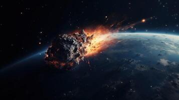 AI generated Meteor in Space. Celestial, Cosmic, Astronomy, Interstellar, Meteorid, Astral photo