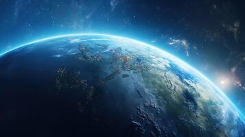 AI generated Earth Planet in Space. Celestial, Cosmic, Solar System, Astronomy, Universe, Galactic, Planetary photo