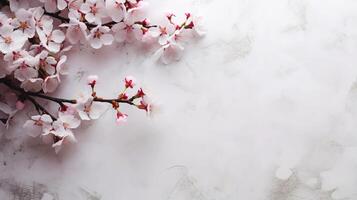 AI generated Cherry blossomly background with copy space for your text. photo