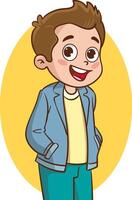 cartoon vector illustration of cute kids standing