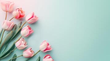 AI generated Banner for 8th march women's day with copy space, pastel colors. photo