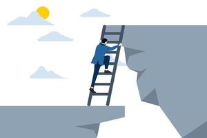 The concept of solving a problem, motivation for business development, the belief that entrepreneurs climb the ladder to rise to a higher level, courage to overcome difficulties or obstacles. vector