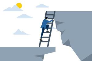 The concept of solving a problem, motivation for business development, the belief that entrepreneurs climb the ladder to rise to a higher level, courage to overcome difficulties or obstacles. vector