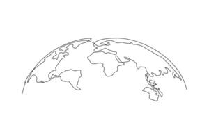 Continuous one line drawing World map concept. Doodle vector illustration.