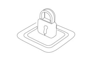 One continuous line drawing of Digital Security concept. Doodle vector illustration in simple linear style.