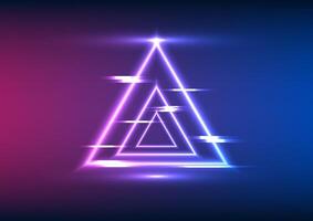 Abstract technology background Triangular geometric shapes that glow with neon lights There is a dimension to the image that is high-tech and modern, Wallpaper, Presentation, Illustration, Vector. vector