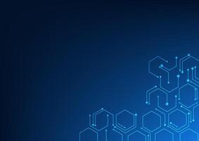 Abstract technology background Hexagon with truncated lines It is modern, interesting, high-tech, and represents the digital transmission of technological circuits. Vector illustration
