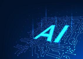 Artificial intelligence or AI is on a technology circuit board. It's like a computer that controls everything. It is technology that will help with business, industry, and even human daily activities. vector