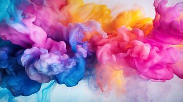 AI generated a bunch of colored smoke floating in the air, colorful smoke floating around in the air. photo