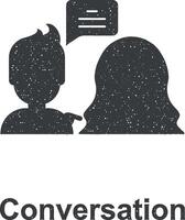 conversation, chat, couple color icon vector illustration in stamp style