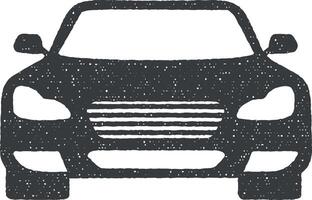 front view auto, car icon vector illustration in stamp style