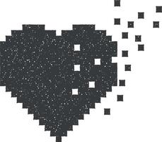 heart pixel icon vector illustration in stamp style