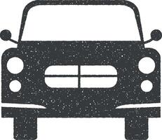 front view automobile, car icon vector illustration in stamp style