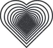 heart outline icon vector illustration in stamp style