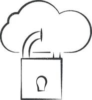 nube seguridad icono vector ilustración en sello estilo