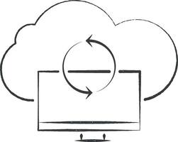 cloud synchronize icon vector illustration in stamp style