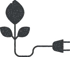 planta energía icono vector ilustración en sello estilo