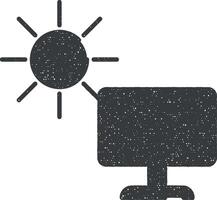 Solar panel icon vector illustration in stamp style