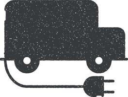 eco camión icono vector ilustración en sello estilo