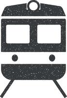 front view train, transport icon vector illustration in stamp style