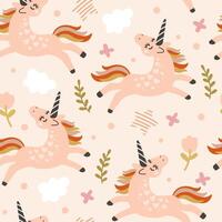 Abstract seamless pattern with magic unicorns vector