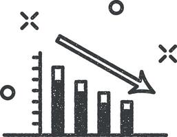 fall chart colored icon vector illustration in stamp style