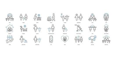Family icons set. Set of editable stroke icons.Vector set of Family vector