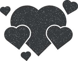 heart flat icon vector illustration in stamp style