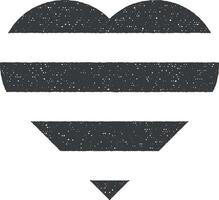 corazón plano icono vector ilustración en sello estilo