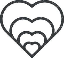 heart outline icon vector illustration in stamp style