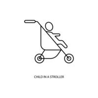 child in a stroller concept line icon. Simple element illustration. child in a stroller concept outline symbol design. vector