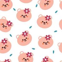 seamless pattern cartoon bears cute animal wallpaper illustration for gift wrap paper vector