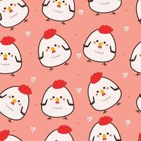 seamless pattern cartoon chicken. cute animal wallpaper for textile, gift wrap paper vector