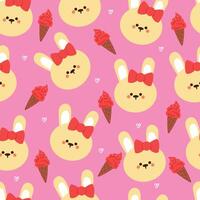 seamless pattern cartoon bunny and ice cream. cute animal wallpaper for textile, gift wrap paper vector