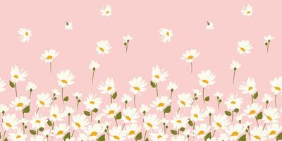 Abstract floral seamless border with chamomile. Trendy hand drawn textures. Modern abstract design for,paper, cover, fabric and other use vector