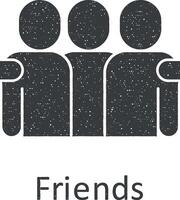 Friendship, friends icon vector illustration in stamp style