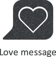 Friendship, love message icon vector illustration in stamp style