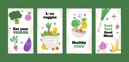 Healthy food stories vector