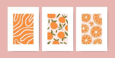 Posters with abstract tangerines or oranges vector