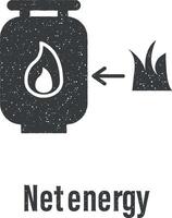 red energía icono vector ilustración en sello estilo
