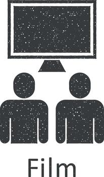 amistad, película icono vector ilustración en sello estilo