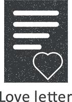 amistad, amor letra icono vector ilustración en sello estilo