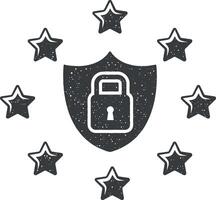 datos, gdpr icono vector ilustración en sello estilo